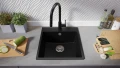 Черна кухненска мивка от гранит Рига 50 XL 480 x 500 мм, снимка 3
