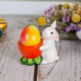 4600 Керамична поставка за великденско яйце Зайче с морков, снимка 1 - Декорация за дома - 44863584