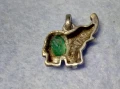 СТАР СКЪПОЦЕНЕН ФИГУРАЛЕН СРЕБЪРЕН ПЕНДАНТ СЛОНЧЕ СРЕБРО ВИСОКА ПРОБА с НАТУРАЛЕН ХРИЗОЛИТ 37437, снимка 2
