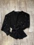 Черна блуза лек тънък пуловер овърсайз  широк прилеп перли  Zara , снимка 15