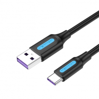 Кабел USB3.1 Type C Мъжко към USB Мъжко 1.5m Черен Vention CORBG 5A Fast Charging Cable USB Type C -, снимка 1 - USB кабели - 36500866