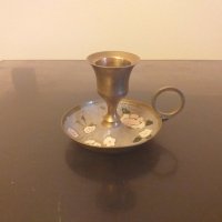 Месингов декориран свещник, снимка 2 - Антикварни и старинни предмети - 27478237