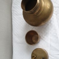 Стар индуиски религиозин месингов съд за вода, снимка 8 - Антикварни и старинни предмети - 43203346