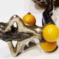RRR Уникат,авторска работа,сребърна чаша и кехлибар натурален, снимка 4 - Антикварни и старинни предмети - 27420806