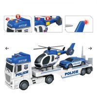 Голям полицейски камион с хеликоптер и кола, снимка 1 - Коли, камиони, мотори, писти - 43289884