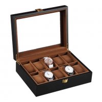 Луксозна черна дървена кутия за часовници, снимка 1 - Други - 32466257