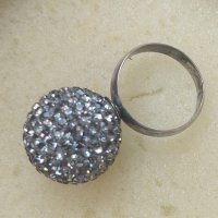 Сребърен пръстен топка с кристали "Swarovski"® / проба 925 и Житен клас , снимка 7 - Пръстени - 26286330
