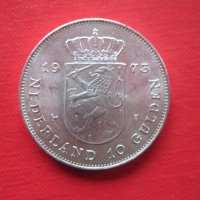 10 гулден 1973 сребърна монета холандия нидермандия , снимка 2 - Нумизматика и бонистика - 32999429