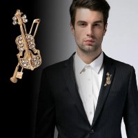 Брошка-цигулка за ревера на мъжко/дамско сако / 10, снимка 1 - Колиета, медальони, синджири - 40175807