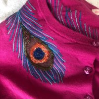 РАЗКОШНА къса жилетка в цвят циклама с бродерия от разноцветни синци, снимка 3 - Жилетки - 43292073