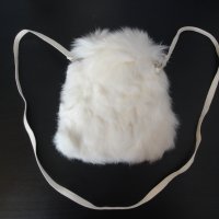 Нова луксозна кожена дамска чанта / раница, естествена кожа с косъм от бяла / полярна лисица, пух, снимка 5 - Чанти - 38707008