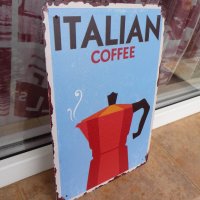 Метална табела кафе Италиянско кафе кефварка дълго домашно  , снимка 2 - Рекламни табели - 43766208