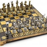 Фигури за шах, Херкулес, Метални, Златно/Сребърно, снимка 2 - Шах и табла - 37486491