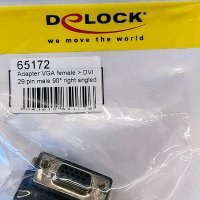 Адаптер DeLock, VGA женско - DVI мъжко, 90°, Черен, снимка 3 - Кабели и адаптери - 38701109