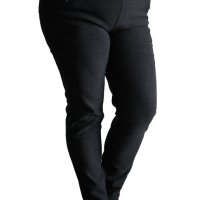 Дамски ватиран спортно-елегантен панталон в черно с елегантна шарка, снимка 1 - Панталони - 43046432