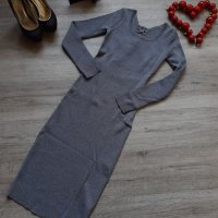 Нова колекция сива рипс рокля с гол гръб с връзки на намаление, снимка 3 - Рокли - 27403702