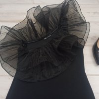 Zara - малка черна рокля с ефектна яка , снимка 3 - Рокли - 43452272