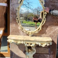 Италианска барокова конзола с огледало , снимка 7 - Секции и витрини - 40242256