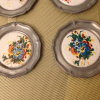 Старинни немски чинии за стена от калай и рисуван порцелан/1, снимка 4 - Декорация за дома - 43147788