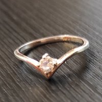 Сребърен пръстен с камък 3мм циркон печат 9️⃣2️⃣5️⃣, снимка 4 - Пръстени - 35342668