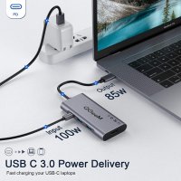 QGeeM USB C Hub 7 в 1 USB C, 4K HDMI ,PD 100 W , 3 Х​ USB 3.0 порта, SD/TF четец на карти, снимка 6 - Други - 35110709