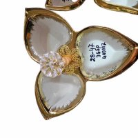 Луксозна порцеланова купа в бяло и златисто, с три гнезда за ядки, снимка 2 - Аксесоари за кухня - 43036339