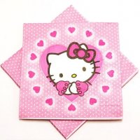 Hello Kitty Коте Кити розови 10 парти салфетки рожден ден, снимка 2 - Други - 28172835