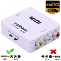 HDMI към RCA AV конвертор адаптер преобразовател на видео и аудио - КОД 3717, снимка 2 - Плейъри, домашно кино, прожектори - 37165868