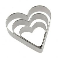 1281 Комплект метални форми за сладки сърца резци за тесто сърце 3 броя, снимка 4 - Форми - 27184068