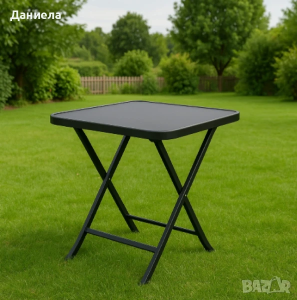 Сгъваема маса Muhler, със стъклен плот, снимка 1