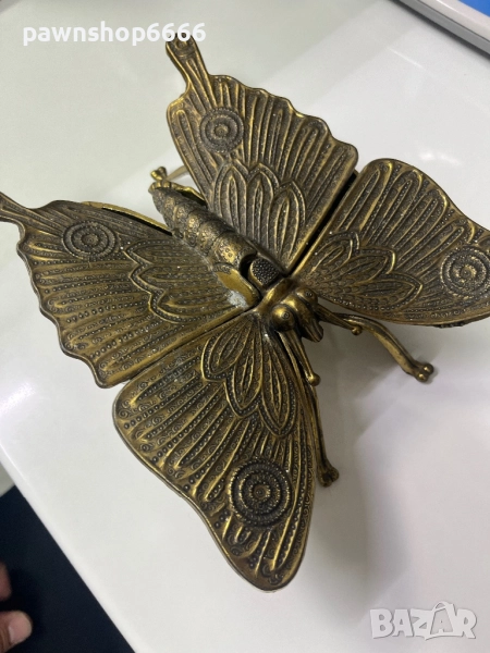 Винтидж месингова кутия за дрънкулки с пеперуда MOD-DEP BREV N4240, произведена в Италия, снимка 1