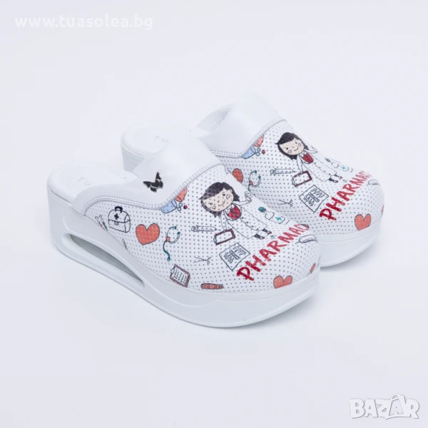 🥁 Намаление - Работни чехли за фармацевти от естествена кожа | Марка Tuasolea, снимка 1