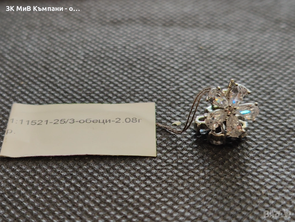 Сребърни обеци 2.08гр, снимка 1