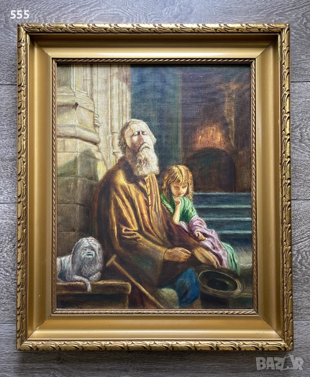 Голяма стара картина масло на платно, снимка 1