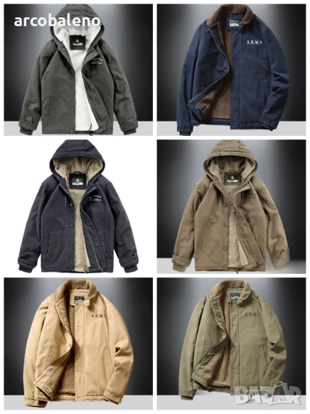 Мъжко зимно яке с удебелена вълнена подплата и качулка, 6цвята , снимка 1