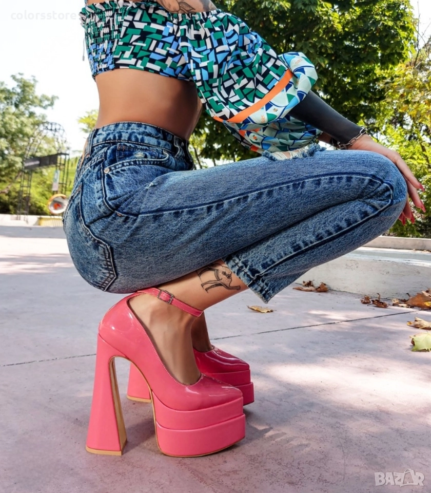 Обувки на ток - корал лак - VT2, снимка 1