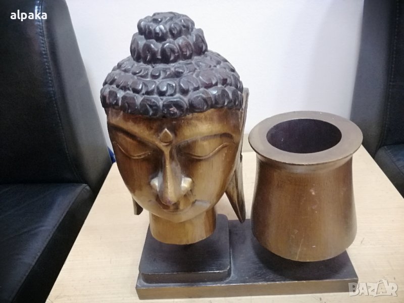 Продавам дърворезба - глава на египтянка и ваза, снимка 1