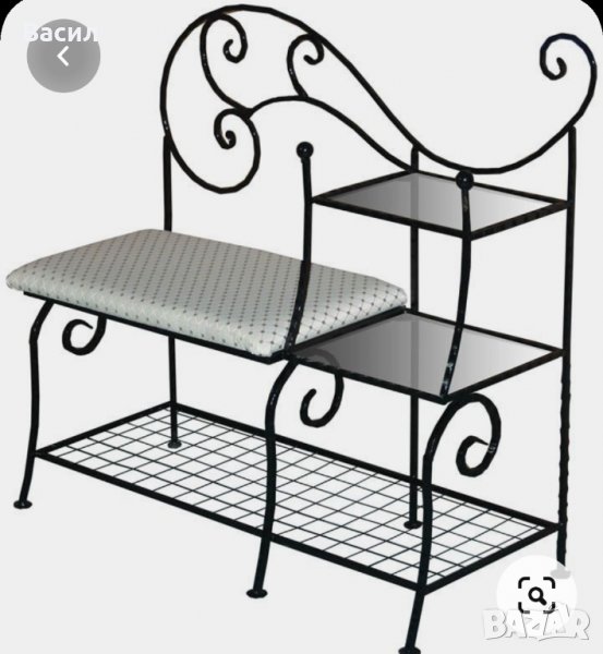 Компмект закачалка и шкафче за обувки с ковано желязо, снимка 1