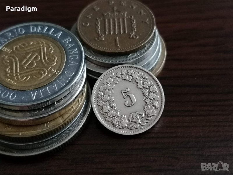 Монета - Швейцария - 5 рапен | 1955г., снимка 1