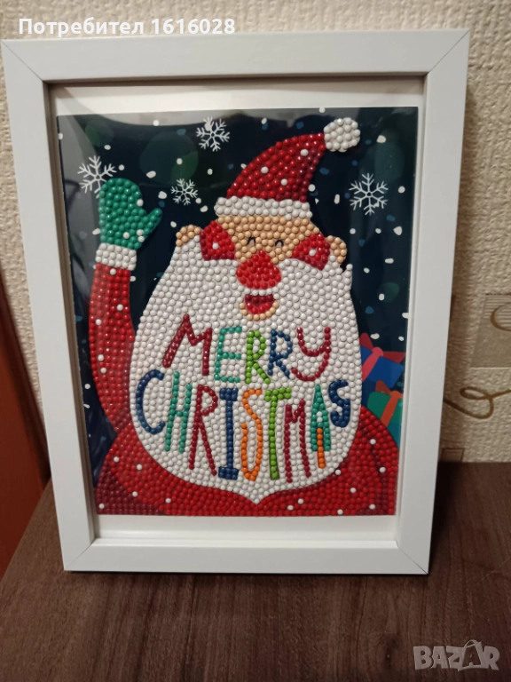 Диамантен гоблен.Дядо Коледа в рамка., снимка 1