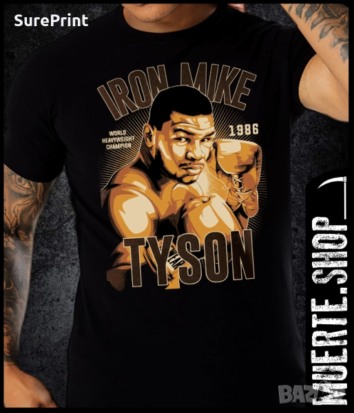 Черна тениска с щампа TYSON HEAVYWEIGHT CHAMPION, снимка 1