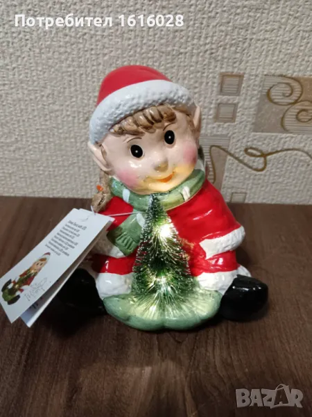 Коледно LED момиченце елфче със светеща елха., снимка 1
