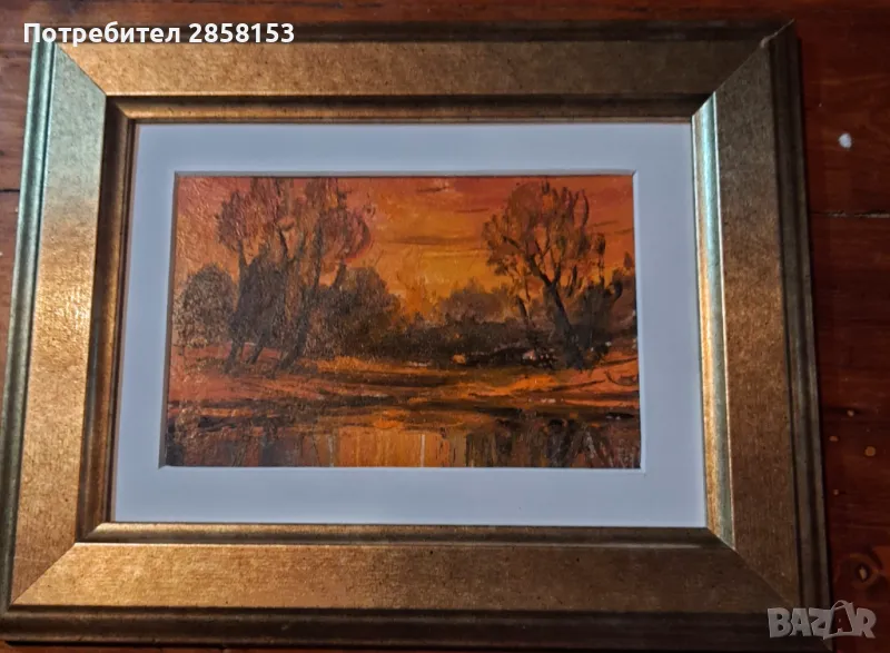 Стара картина маслени бои на картон, снимка 1