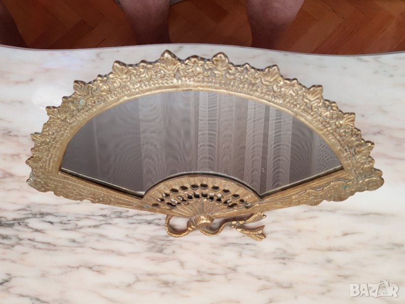 Старо френско бронзово настолно огледало, снимка 1