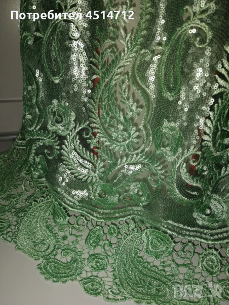 Маркова бутикова рокля с брюкселска зелена дантела,уникат, снимка 1