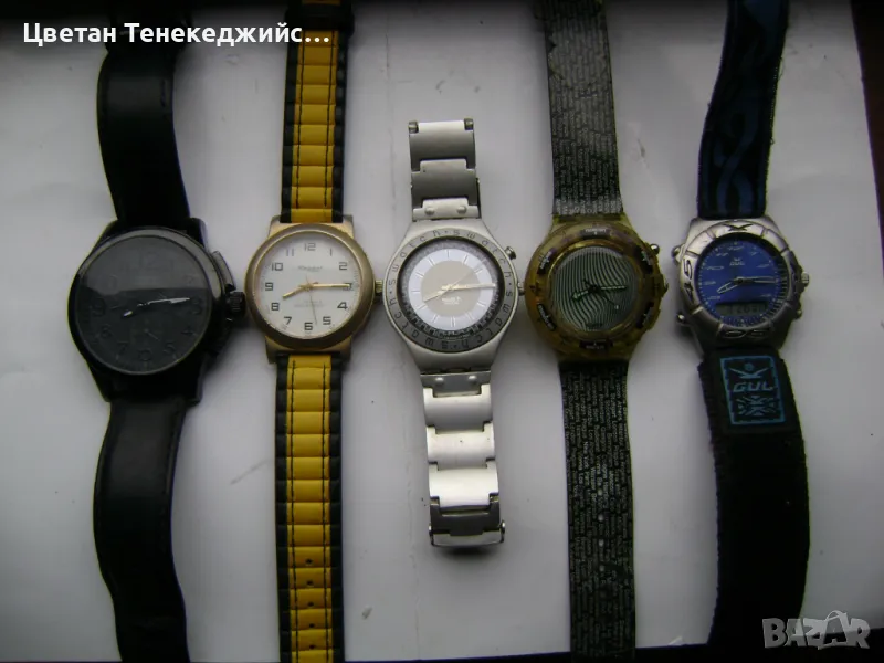 Продавам 4 кварцови и 1 механичен часовник Guess,Regent,Swatch,Gul, снимка 1