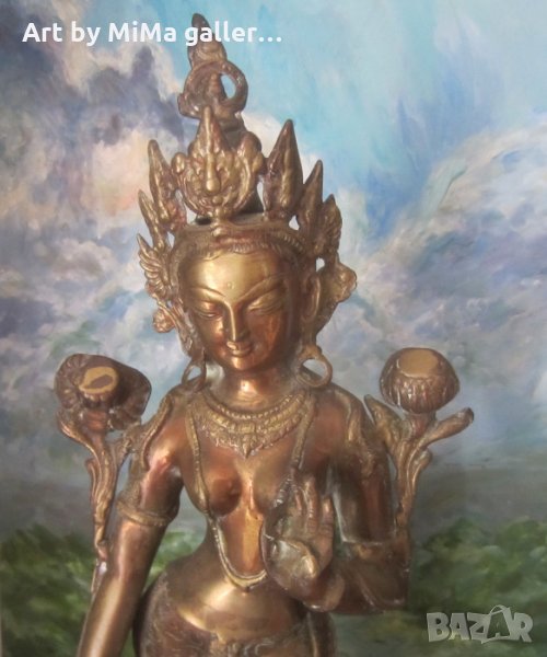 53 см голяма статуетка пластика фигура метал Богиня с ваджра, снимка 1