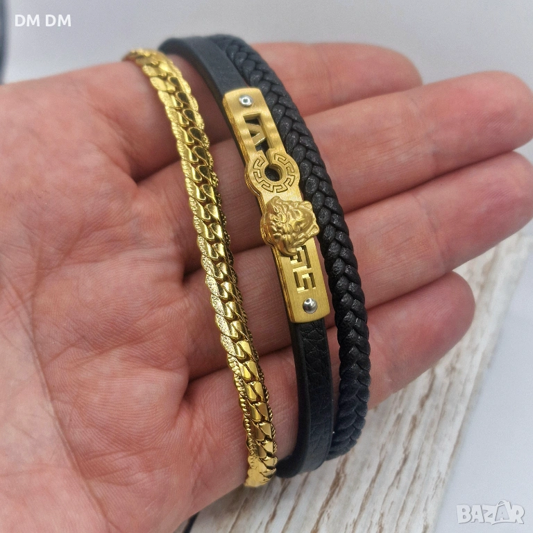 Мъжки комплект гривни с 18k позлата , снимка 1