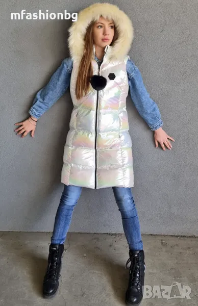 Дамски, дълъг елек с качулка City Angels от S до 5XL, снимка 1