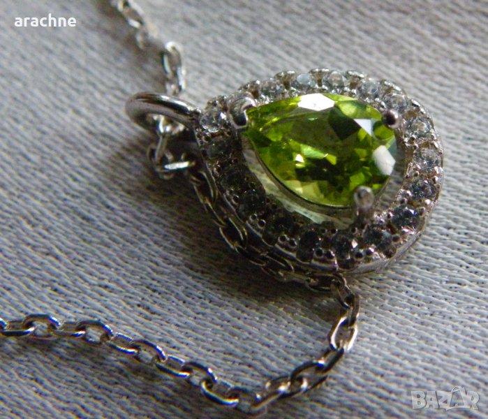 Сребърно колие с оливин и топази, снимка 1